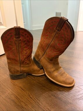 Ariat Brown Kids' Western Boots with Red Stitching